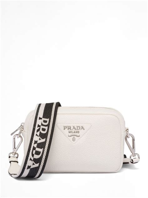 prada logo plaque crossbody bag white